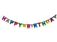 Banner Happy Birthday mix farger