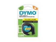 Tape DYMO LetraTag 12mm plast sort/gul