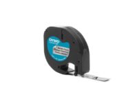 Tape DYMO LetraTag 12mm metal sort/sølv